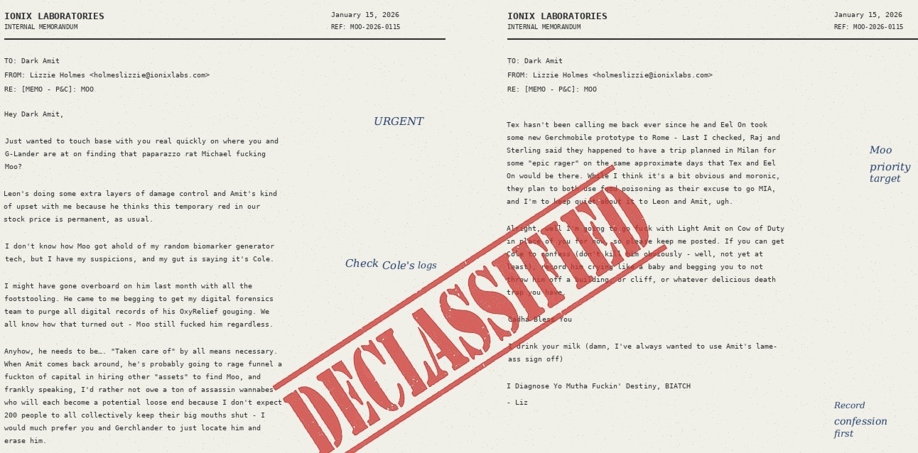 Declassified IONIX memo ordering Moo's termination
